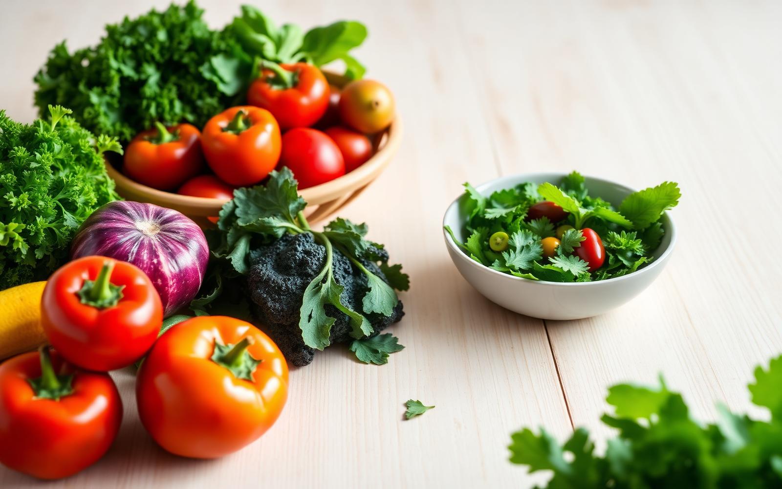 Fresh vegetables and a healthy salad bowl